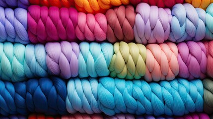 Colorful rainbow yarn knitted texture background - obrazy, fototapety, plakaty