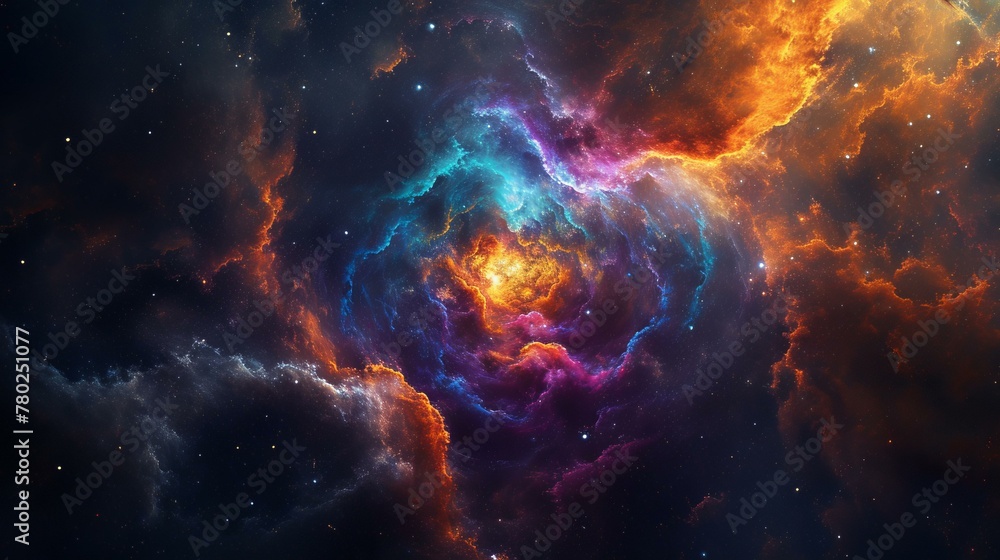 Poster an intricate and hyper-realistic representation of a space galaxy cloud nebula, ai generative