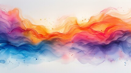 abstract watercolor shapes, merging seamlessly on a see-through canvas, playful dance of colors, splashes, and droplets, creating a visually soothing backdrop, AI Generative - obrazy, fototapety, plakaty