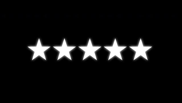 White five star rating customer reviews feedback concept black background