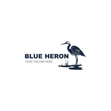 Blue heron Logo isolated on white background. Design blue heron for logo, Simple and clean flat design of the blue heron logo template. Suitable for your design need, logo, illustration, animation.
