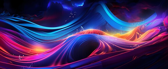Vibrant ribbons of neon energy flowing through the cosmic tapestry, illuminating the void with their radiant glow.