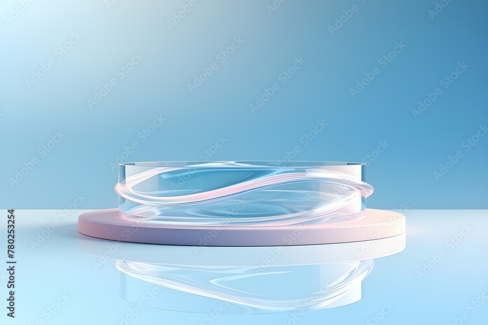 Poster transparent realistic 3d cylinder pedestal podium. abstract rendering geometric platform. product di