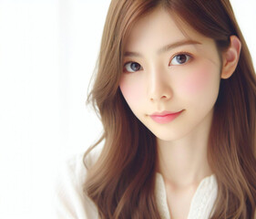 Naklejka premium 白いブラウスの美少女 