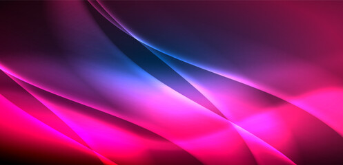 Dynamic waves in ethereal glow of neon lights. Concept merges fluidity of motion with vibrant allure of neon, crafting entrancing backdrop that embodies both vitality and futuristic sophistication