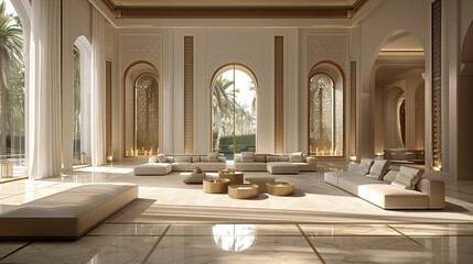 Luxurious Modern Lounge with Traditional Arabesque Details