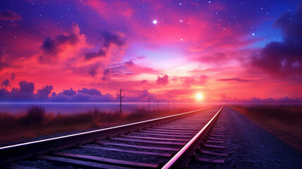 railway in the sunset high definition(hd) photographic creative image