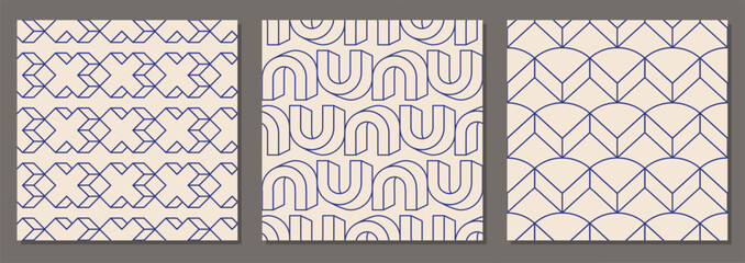 Minimalist line art seamless pattern abstract creative geometric composition - 780255832