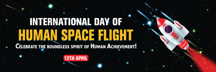 International day of human space flight vector illustration for Poster, Banners, background, backdrop for printing and website   - obrazy, fototapety, plakaty