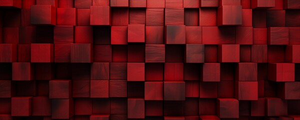 Red Wooden Cubes Blocks Banner. Generative AI