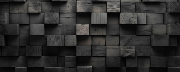 Gray Wooden Cubes Blocks Banner. Generative AI