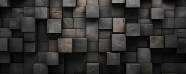 Gray Wooden Cubes Blocks Banner. Generative AI