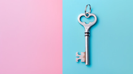 Key, minimal wallpaper, an important symbol that represents the resolution of a problem or the path to success.