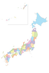 日本　地図　カラフル　カステル　アイコン - obrazy, fototapety, plakaty