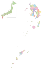 Gordijnen 鹿児島　日本　地図　カラフル　アイコン © J BOY