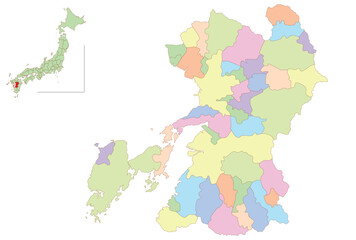 熊本　日本　地図　カラフル　アイコン