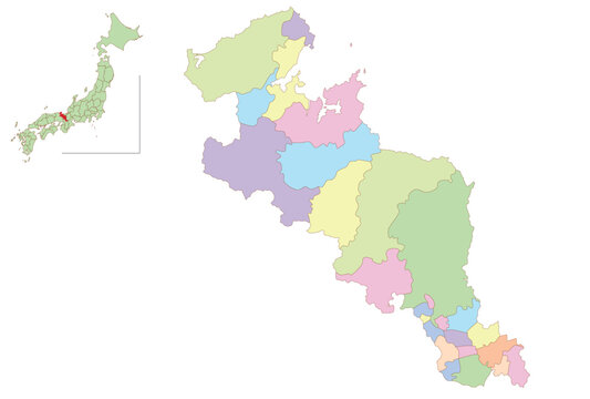 京都　日本　地図　カラフル　アイコン
