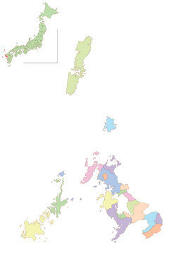 長崎　日本　地図　カラフル　アイコン