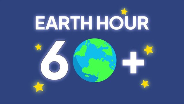 Animated video virtual earth hour day concept. Full length animation illustration. High quality 4k footage.