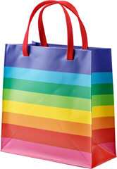 Fototapeta na wymiar rainbow shopping bag isolated on white or transparent background,transparency