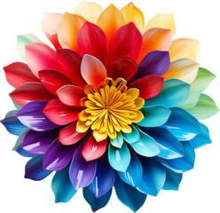 rainbow flower isolated on white or transparent background,transparency