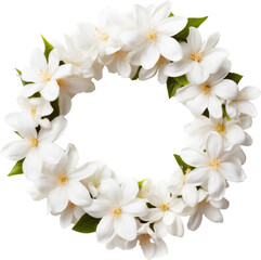 white flower wreath garland isolated on white or transparent background,transparency