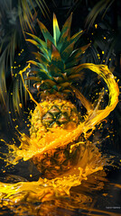 Pineapple juice spiral splash