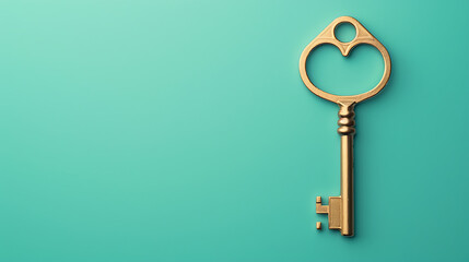 Key, minimal wallpaper, an important symbol that represents the resolution of a problem or the path to success - obrazy, fototapety, plakaty