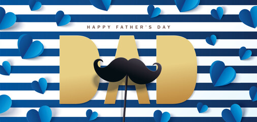 Father's Day banner design in modern paper cut style. Vector illustration for cover, poster, banner, flyer and social media.