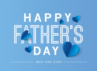 Father's Day greeting card in modern paper cut style. Vector illustration for cover, poster, banner, flyer and social media.