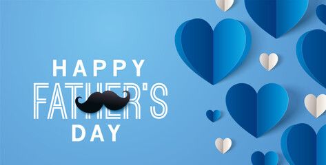 Father's Day greeting card in modern paper cut style. Vector illustration for cover, poster, banner, flyer and social media. - 780262837