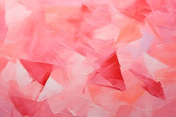 Abstract Impasto thick acrylic paint brush strokes background with triangles in pastel pink, red, white and orange purple banner background invitation card 