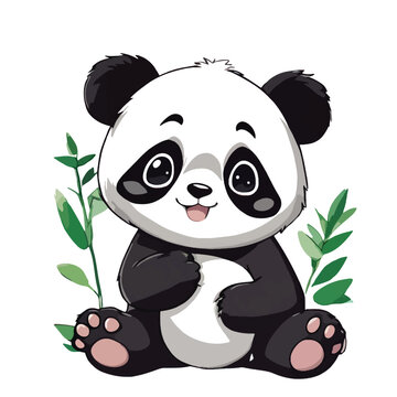 A cute anime Panda baby white background