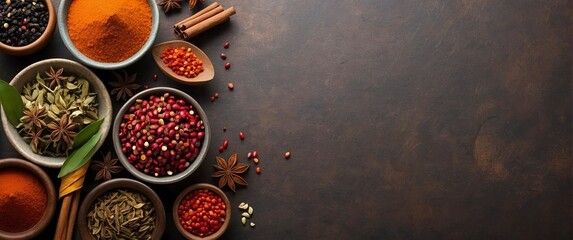 Various oriental spices and spices on a black background. - Powered by Adobe