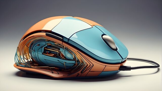 A Geometric Transformation of an Artistic Computer Mouse, A Visual Allegory of Technology's Evolution,