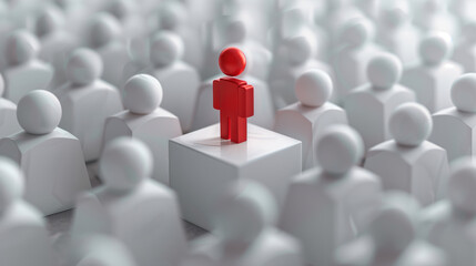 Red Man Standing on Top of White Block