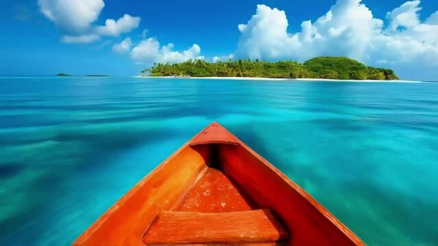 Serenity at Sea Canoe Approaching Tropical Island