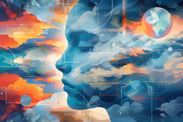 Portrait of a Person With Clouds in the Background