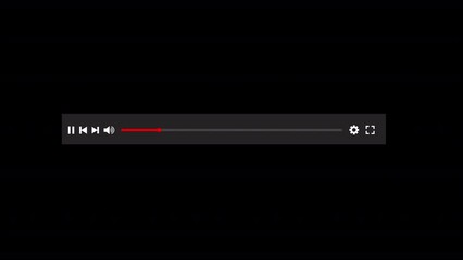 video Media player interface template Animation, YouTube player interface animated on black screen, music player progress bar,