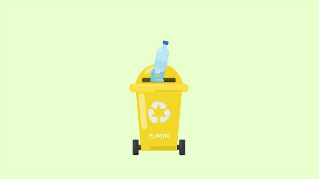 Animated video recycle bin and waste concept. Full length animation illustration. High quality 4k footage.