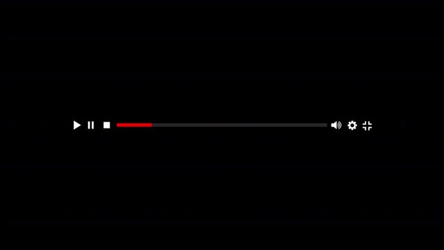 Media player template scroll bar button with audio reactor, Music timeline or video track player, Timeline bar moving as song media playing Animation. music player,
