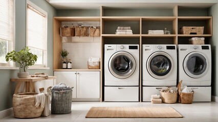 Bustling Household, Laundry Room with Organizational Flair