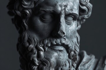 Zeus Bust Detailing Stoic Gaze in Monochrome - obrazy, fototapety, plakaty