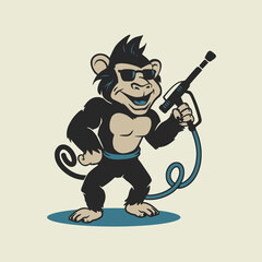 Monkey of Wash Mascot Vector Cartoon