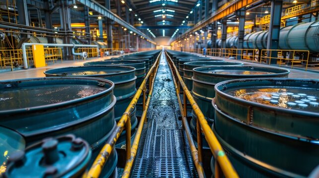 Within chemical manufacturing plants, production lines are essential for the efficient creation of diverse products, including industrial chemicals.
