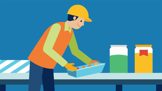 A worker carefully sorts through a conveyor belt of plastic goods removing any damaged or defective items before they can contribute to waste in