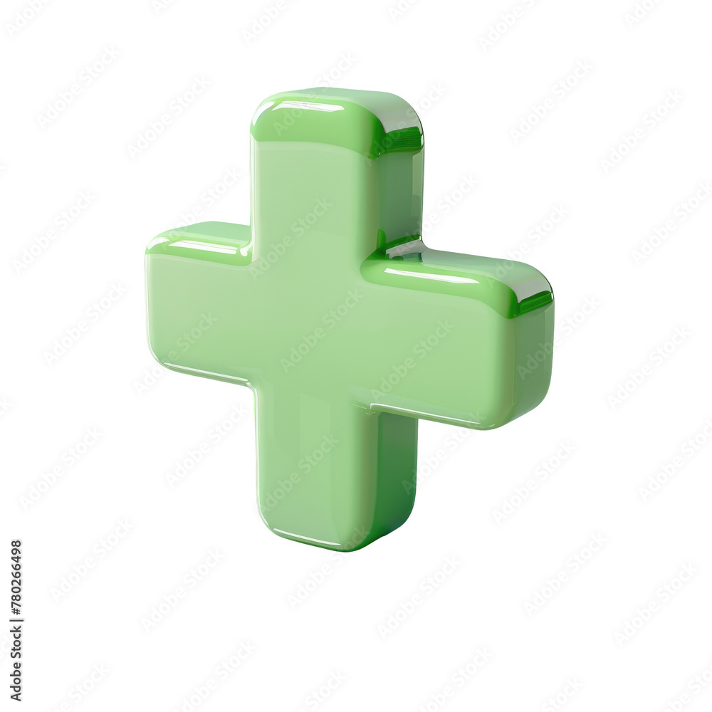 Poster green cross object on a transparent background