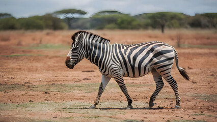 Plains zebra, Equus quagga, in the grassy nature habitat