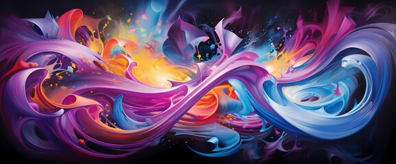 Radiant streams of neon hues intertwining in a cosmic waltz, igniting the void with their hypnotic brilliance.