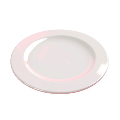 A white plate with a pink rim on a Transparent Background
